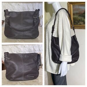 Tignanello Brown Leather Hobo Shoulder Bag